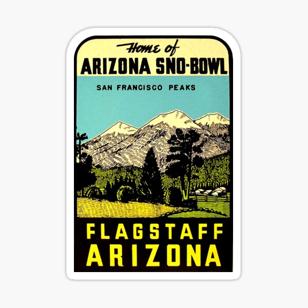 Aperçu de l'œuvre Autocollant de voyage vintage Flagstaff Arizona Snow Bowl créée et vendue par hilda74.