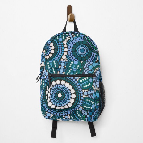 Item preview, Australian Aboriginal Art Turquoise Blue Pattern Family Gathering designed and sold by GhostGumDesigns.