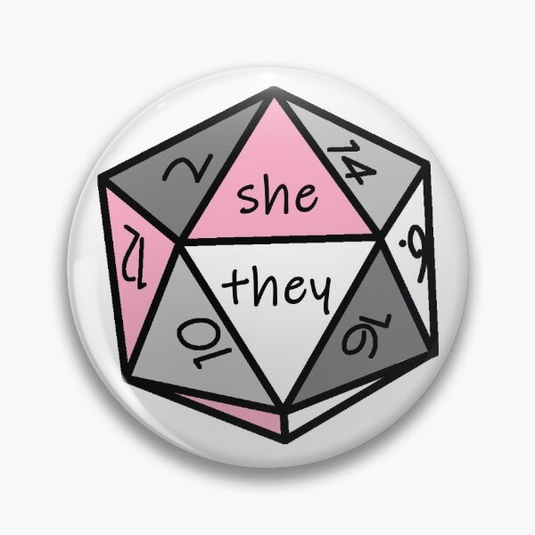 Artikelvorschau, Pronomen-Check Demigirl Pride D20 Sie/Sie entworfen und verkauft von spookymoonchild.