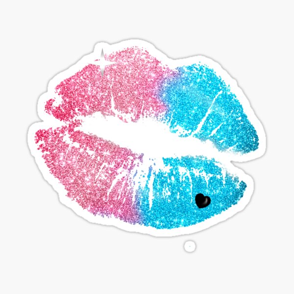 Item preview, Kiss Mark Lápiz labial Rosa Azul Punk Rock Quinn Crazy Makeup Glitter designed and sold by Jolly-Yosei.