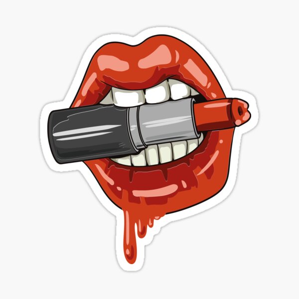 Aperçu de l'œuvre Rouge à lèvres Red Lips White Teeth Biting créée et vendue par Coconil.