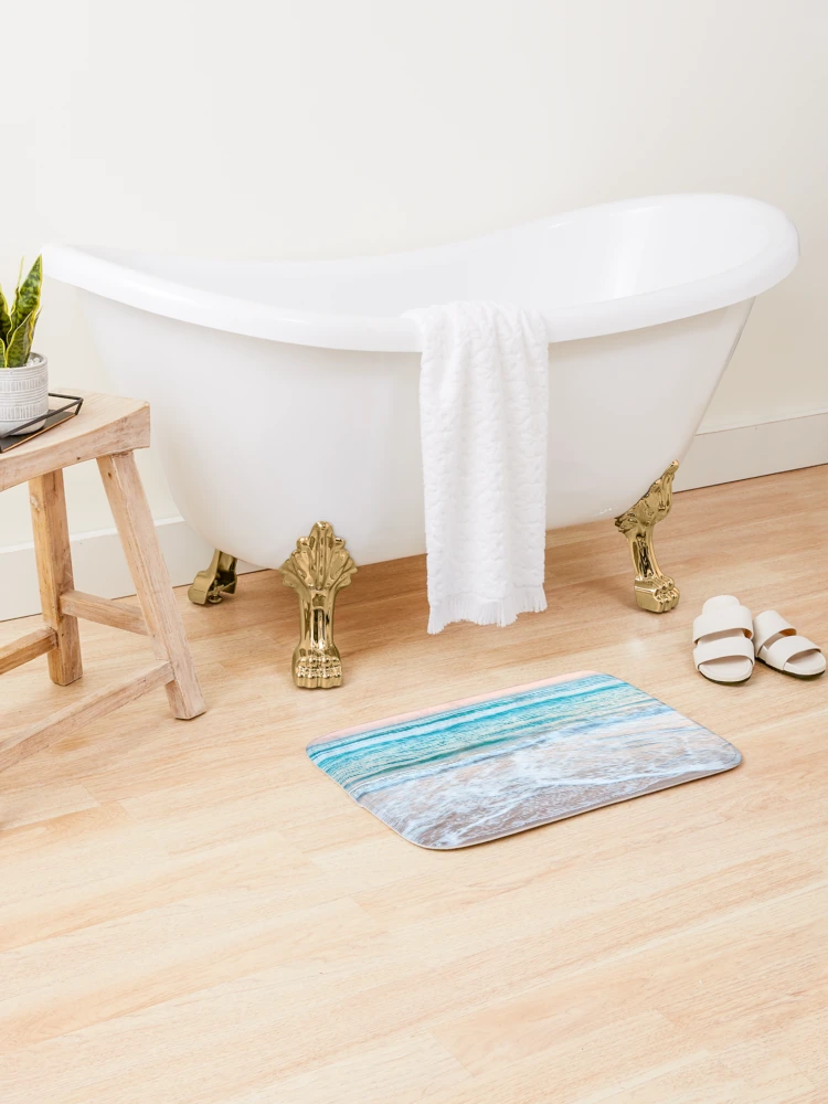 Thumbnail 2 of 6, Bath Mat, Blue Ocean Calm Waves Beach designed and sold by Turkdesigner.