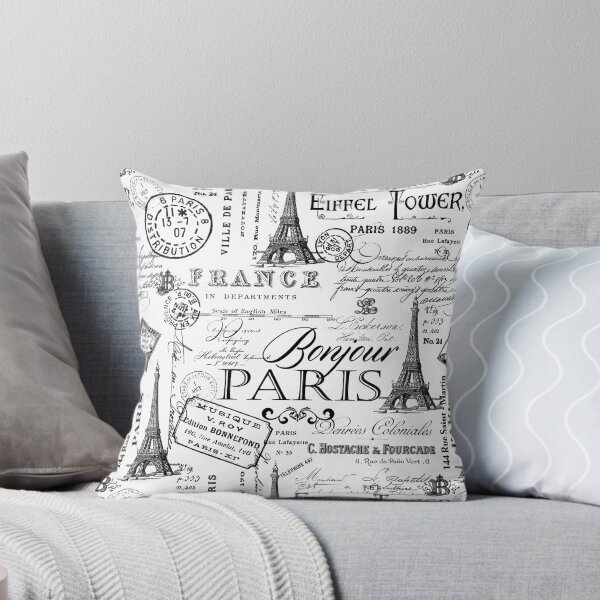 Item preview, Patrón nostálgico blanco y negro de París vintage designed and sold by artsandsoul.
