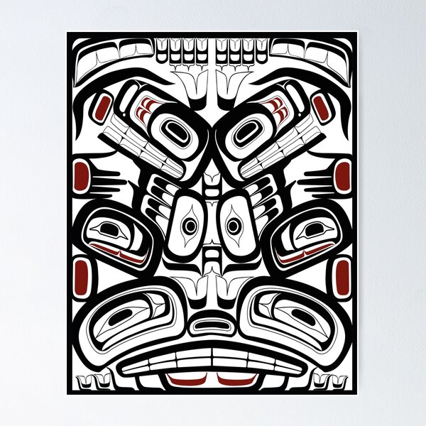 Item preview, Tótem del oso del cuervo de la orca del noroeste del Pacífico Formline Hiada Estilo Salish Primeras naciones nativas americanas designed and sold by cascadiadesigns.
