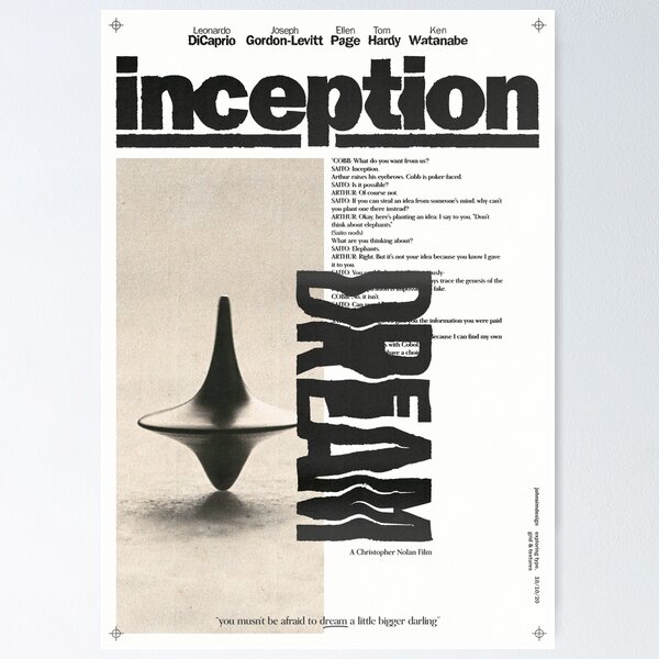 Aperçu de l'œuvre Affiche du film Inception créée et vendue par johnsimdesign.
