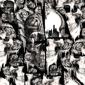 Artwork thumbnail, Broken up, Melting skull pattern by KristyPatterson