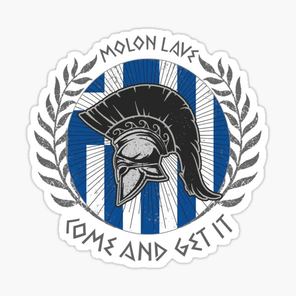 Artikelvorschau, Spartan mit griechischer Flagge Molon Lave entworfen und verkauft von allincrete.