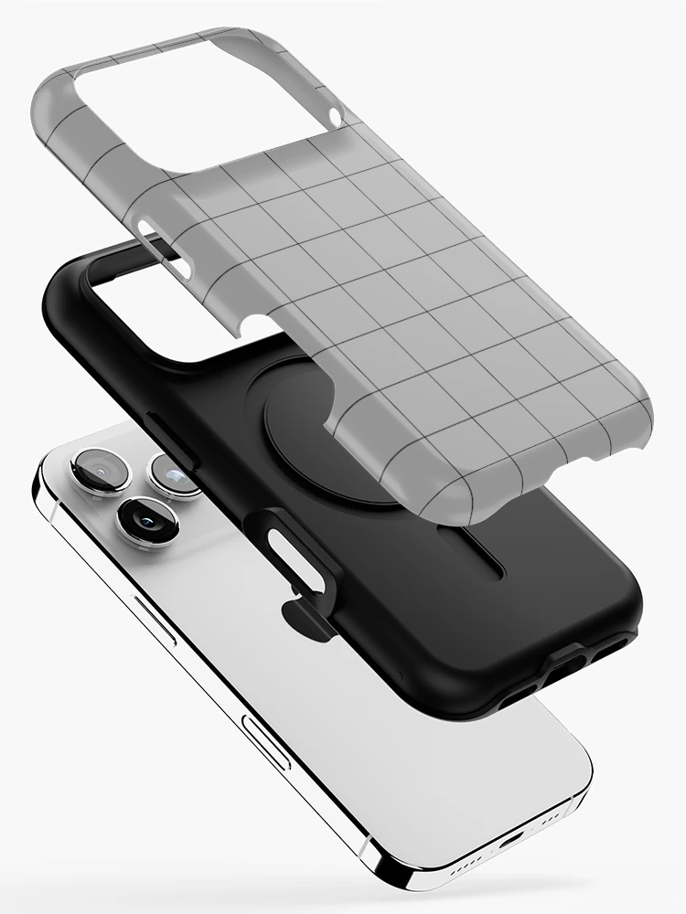 Thumbnail 2 of 4, iPhone Case, Windowpane Check Grid (black/gray) designed and sold by Design Minds Boutique.