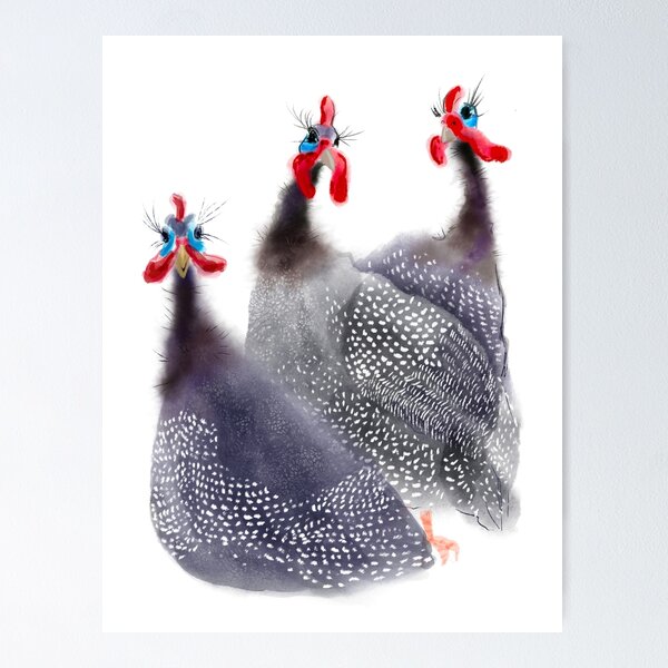 Aperçu de l'œuvre Groupe de trois oiseaux de pintade créée et vendue par orangerinka.