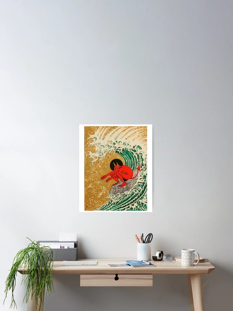 Thumbnail 2 of 3, Poster, Surfing Demon designed and sold by quackynaut.