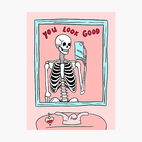 Aperçu de l'œuvre Tu es beau avec ton selfie squelette dans le miroir créée et vendue par lex huff art.