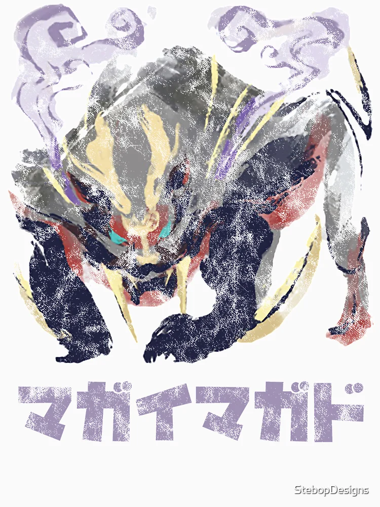Aperçu 7 sur 7. T-shirt classique avec l'œuvre Icône de Monster Hunter Rise Magnamalo Kanji créée et vendue par StebopDesigns.