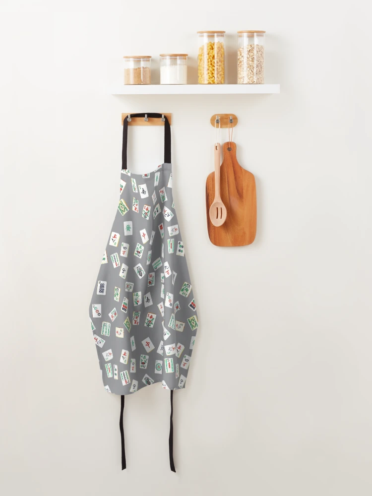 Thumbnail 4 of 6, Apron, mah jongg tiles ultimate gray designed and sold by farreystudio.