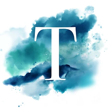 Artwork thumbnail, Blue Watercolour Monogram T Letter by RossWilson12