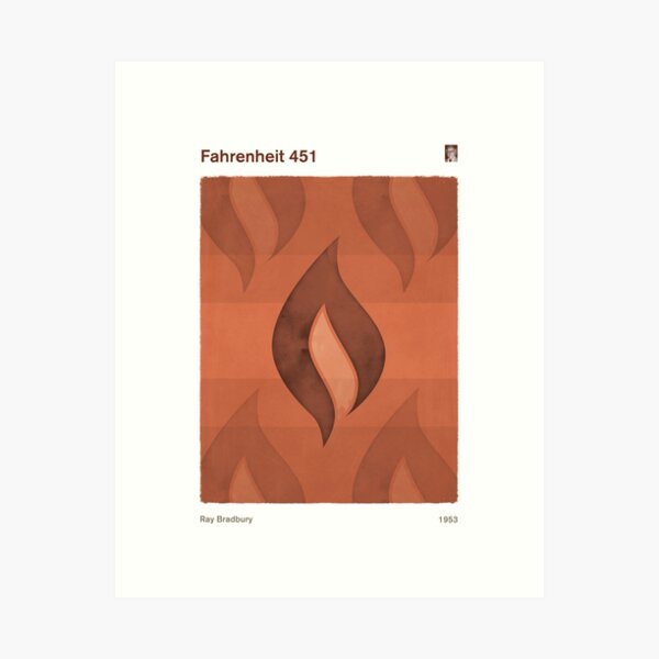 Aperçu de l'œuvre Fahrenheit 451, Ray Bradbury Art de science-fiction dystopique pour les amoureux des livres créée et vendue par RedHillPrints.