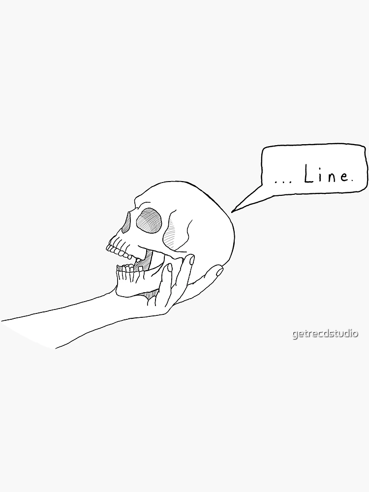 Imagen 3 de 3, Pegatina con la obra Poor Yorick - Black Line Version, diseñada y vendida por getrecdstudio.