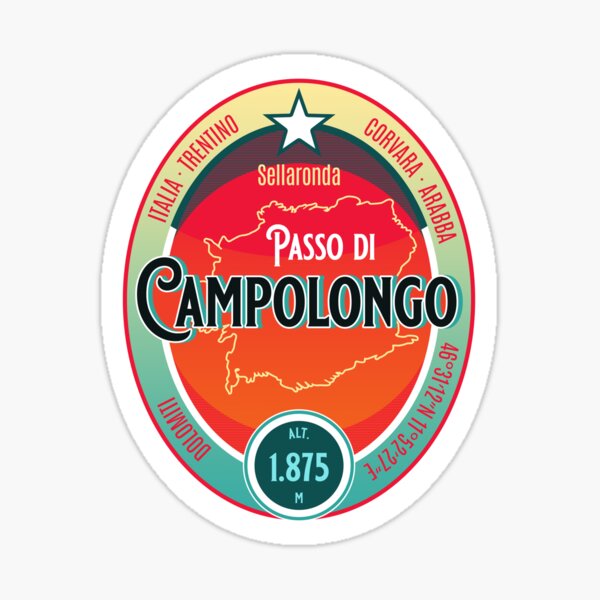 Item preview, Camiseta y pegatina de turismo en moto Passo Di Campolongo Dolomitas Italia designed and sold by ROADTROOPER.