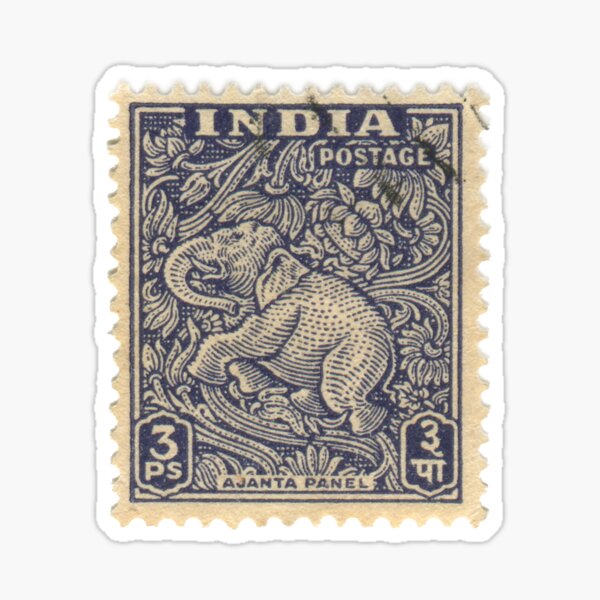Aperçu de l'œuvre Timbre - Inde - Éléphant - 3Ps créée et vendue par imageresource.