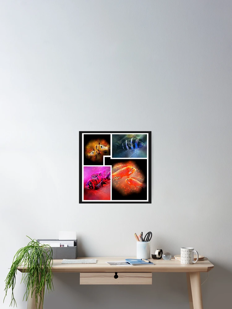 Thumbnail 2 of 3, Poster, Cichlid Collage designed and sold by GFishy.