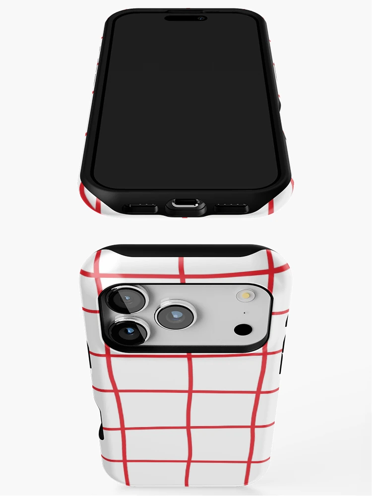 Thumbnail 3 of 4, iPhone Case, Large Hand Drawn Grid (red/white) designed and sold by Design Minds Boutique.