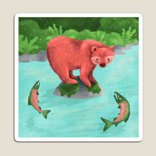 Aperçu de l'œuvre Pêche à l'ours au saumon dans la forêt tropicale de Great Bear créée et vendue par Mya Van Woudenberg.