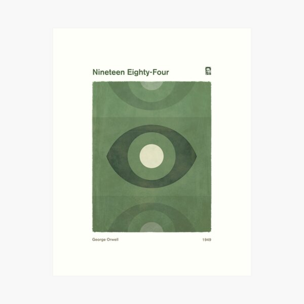 Aperçu de l'œuvre 1984, l'art littéraire minimaliste dystopique de George Orwell pour les amoureux des livres créée et vendue par RedHillPrints.