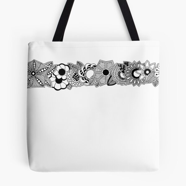 Item preview, Hand Drawn Floral Single Stripe Design (Black Horizontal) designed and sold by Pentanglement.