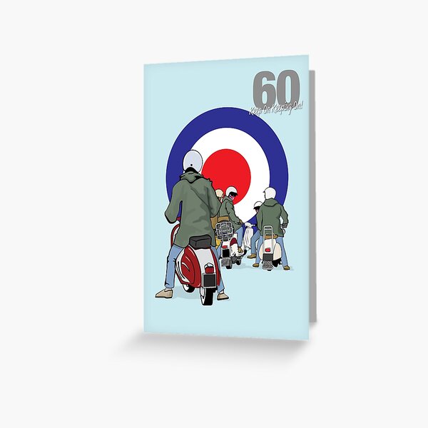 Aperçu de l'œuvre Mods sur scooters - 60e carte d'anniversaire créée et vendue par collibosher.