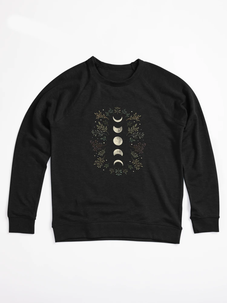 Imagen 1 de 6, Sudadera ligera con la obra Jardín iluminado por la luna, verde oliva, diseñada y vendida por episodicDrawing.