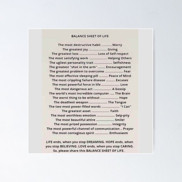 Item preview, Balance Sheet of life designed and sold by MDAccount.