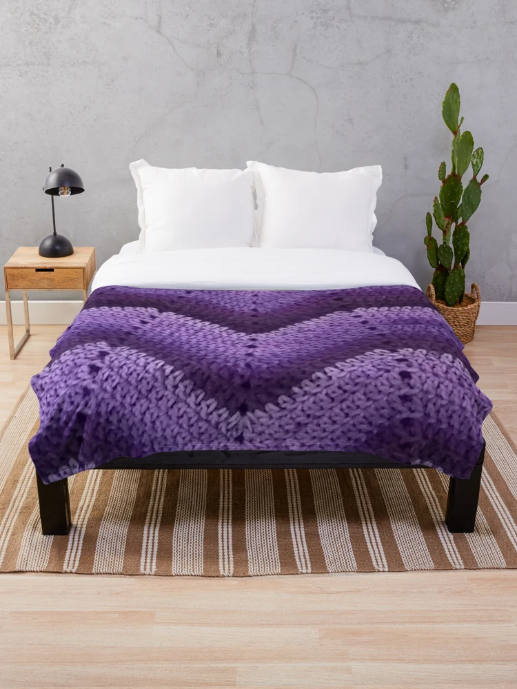 Thumbnail 1 of 6, Throw Blanket, Purple Ripple Crochet designed and sold by magicbyrc.