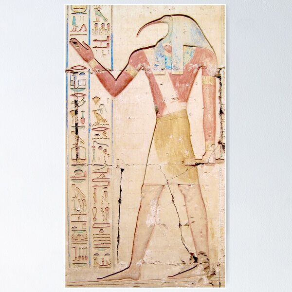 Artikelvorschau, Wandrelief des Gottes Thoth aus dem Tempel von Rameses II in Abydos entworfen und verkauft von DotorEaon.