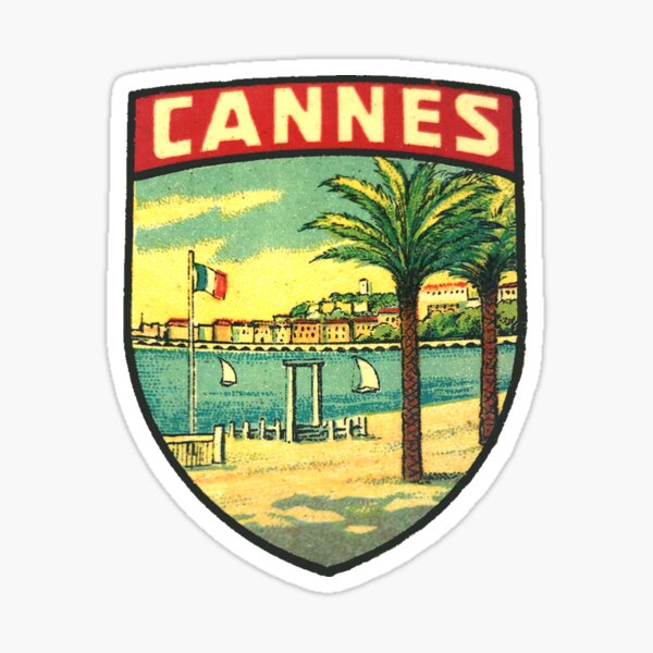 Aperçu de l'œuvre Autocollant de voyage vintage Cannes France créée et vendue par hilda74.