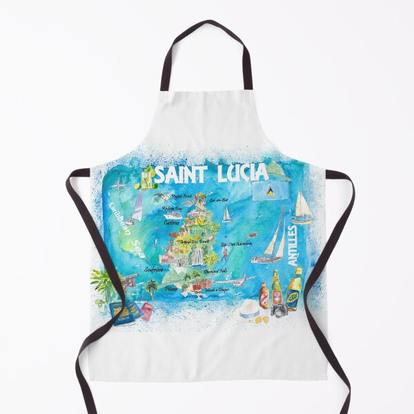 Item preview, St Lucia Antilles Illustrated Caribbean Travel Map with Highlights of West Indies Island Dream designed and sold by artshop77.