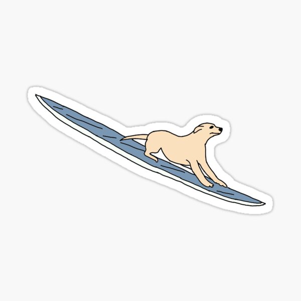 Artikelvorschau, Hund auf Surfbrett Aufkleber entworfen und verkauft von andilynnf.