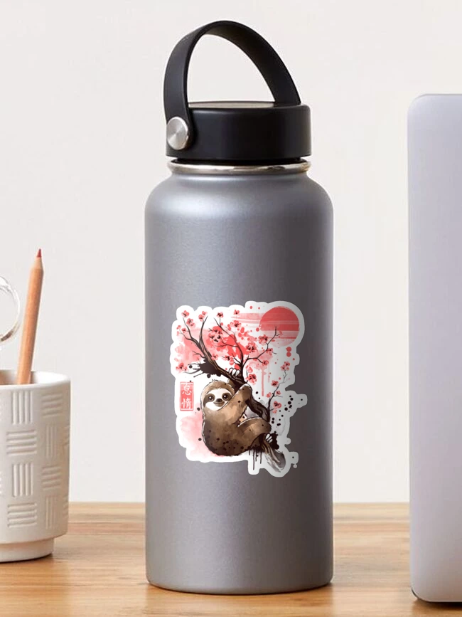Thumbnail 1 of 3, Sticker, Sakura sloth japanese art designed and sold by NemiMakeit.