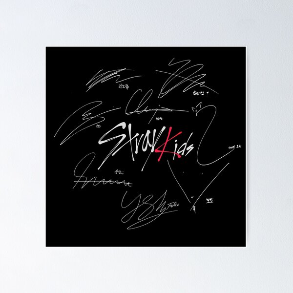 Item preview, Stray Kids OT8 - Logotipo con firmas (negro) designed and sold by Joya Hatim.