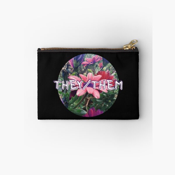 Item preview, They/Them Pronouns Logo with Purple and Pink Flowers designed and sold by homotropic.