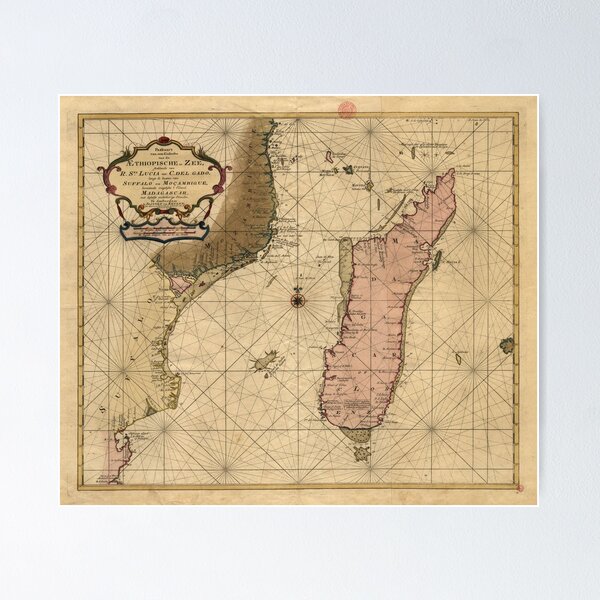 Aperçu de l'œuvre Carte Vintage de Madagascar (1679) créée et vendue par BravuraMedia.