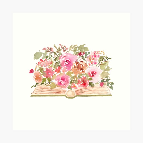 Aperçu de l'œuvre Livre d'aquarelles avec des fleurs roses créée et vendue par Harpley Design Studio.