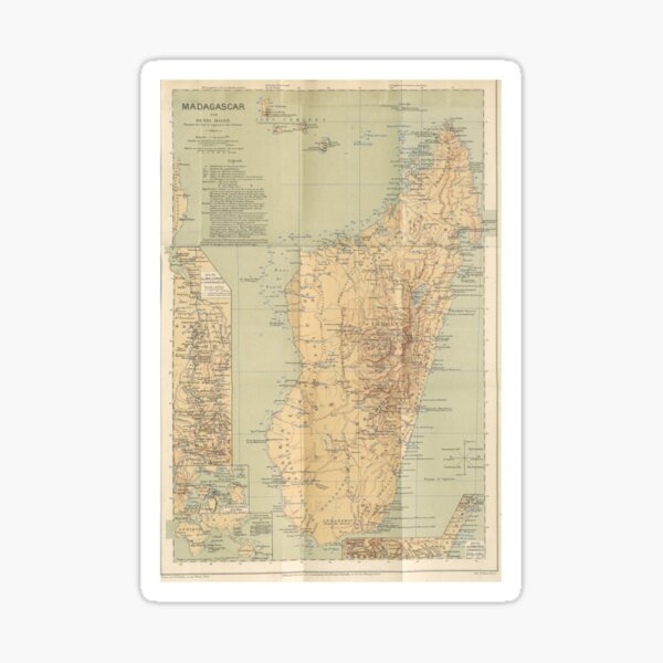 Aperçu de l'œuvre Carte ancienne de Madagascar (1896) créée et vendue par BravuraMedia.