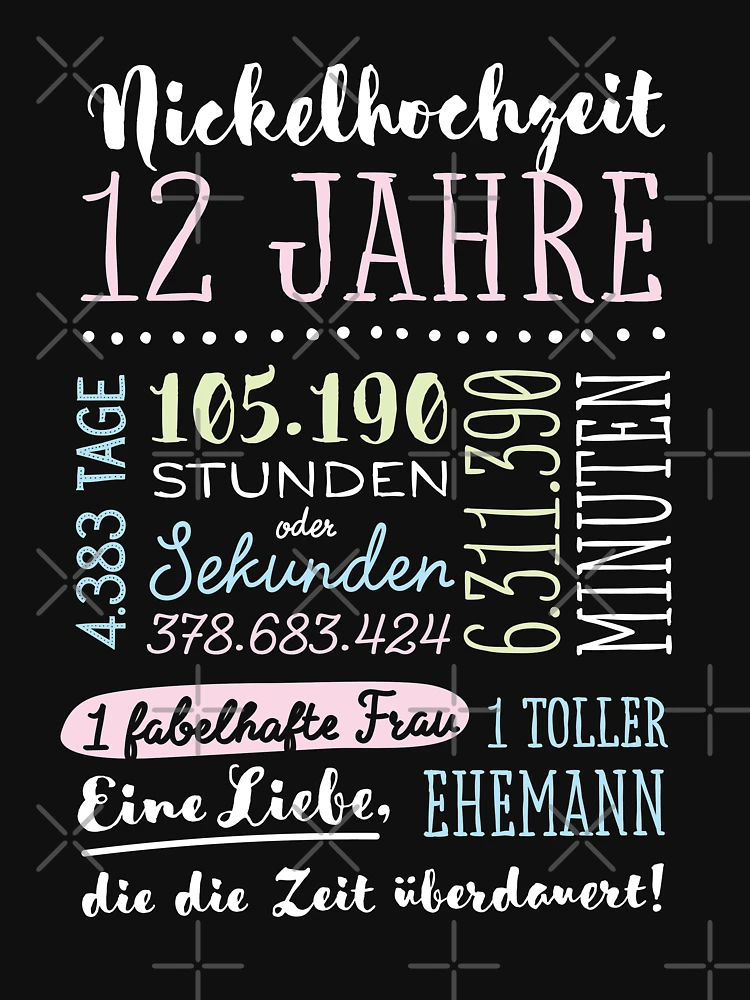Thumbnail 7 von 7, Classic T-Shirt, Nickelhochzeit 12 Jahre Hochzeitstag Geschenk Mann Frau designt und verkauft von betternotes.