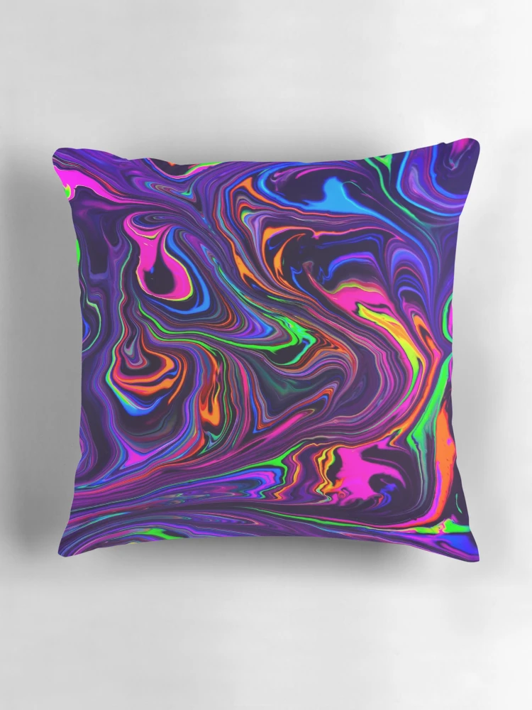 Thumbnail 3 of 4, Pillow, Neon Space Waves designed and sold by PsychedelicPour.