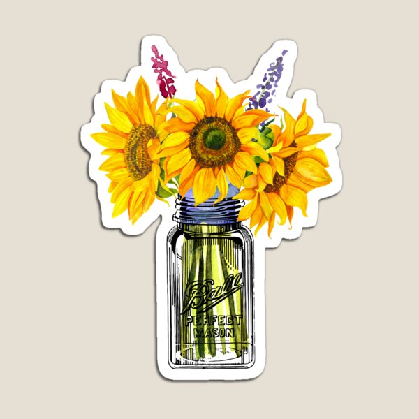 Item preview, Watercolor Sunflowers In A Jar designed and sold by MyStickerStudio.
