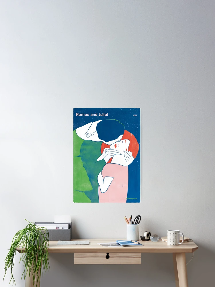 Imagen 2 de 3, Póster con la obra Romeo y Julieta: arte teatral de William Shakespeare para amantes de los libros, lectores y escritores, diseñada y vendida por RedHillPrints.