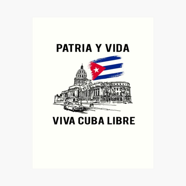 Aperçu de l'œuvre PATRIA Y VIDA VIVA CUBA LIBRE drapeau cubain vintage, fierté cubaine créée et vendue par chris-ellis-art.