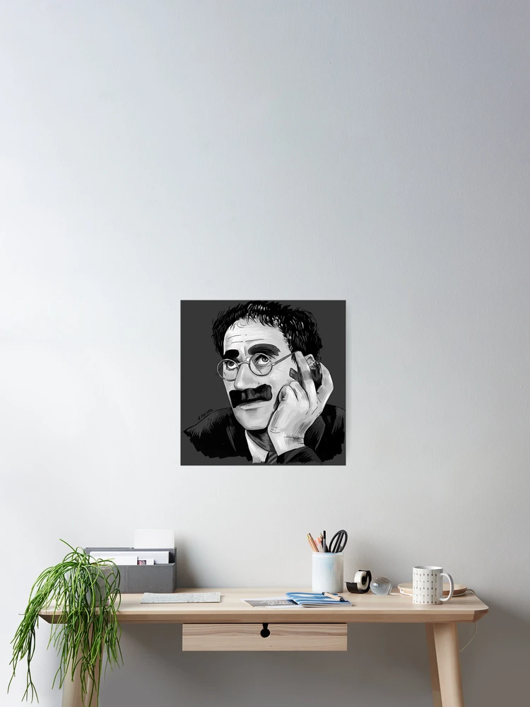Thumbnail 2 of 3, Poster, Groucho Marx Portrait Illustration by Burro designed and sold by burrotees.