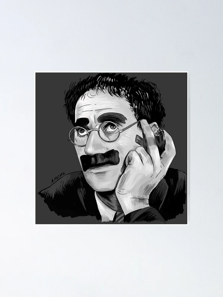 Thumbnail 1 of 3, Poster, Groucho Marx Portrait Illustration by Burro designed and sold by burrotees.