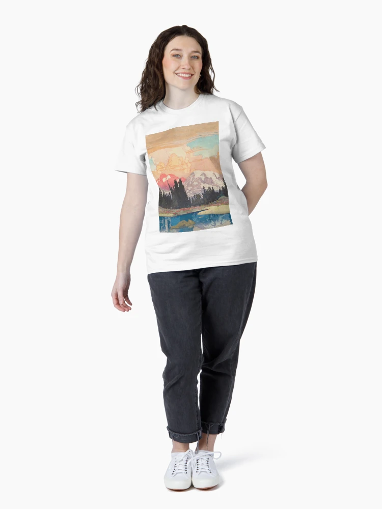 Imagen 4 de 7, Camiseta clásica con la obra Tormentas sobre Keiisino - Paisaje natural, diseñada y vendida por Kijiermono.