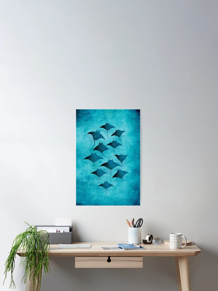 Thumbnail 2 of 3, Poster, Manta Rays Art designed and sold by SurfolioPrints.